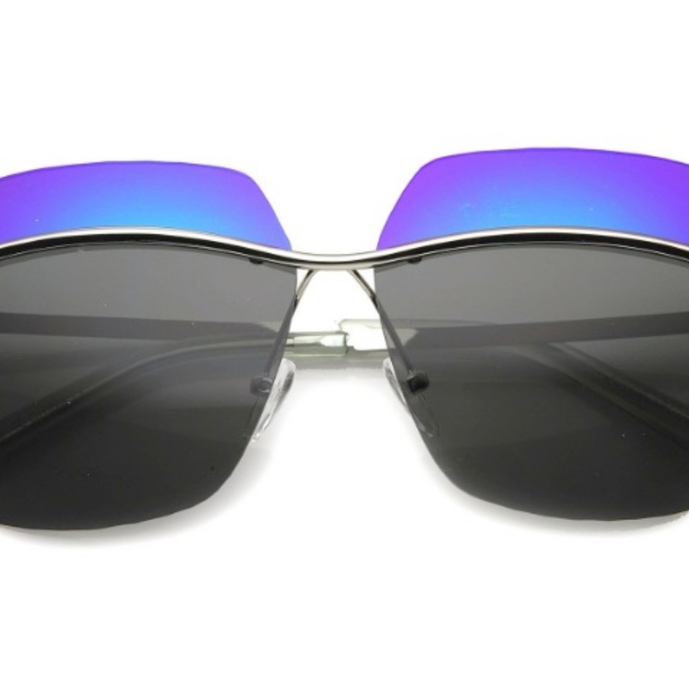 SQUARE SUNGLASSES UV400 BLUEPURPLETURQ MIRROR LENS